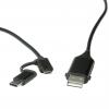 CABLE USB 2.0 MICRO B + TYPE C (M)/ TYPE A (M OU F), OTG, NOIR 1M
